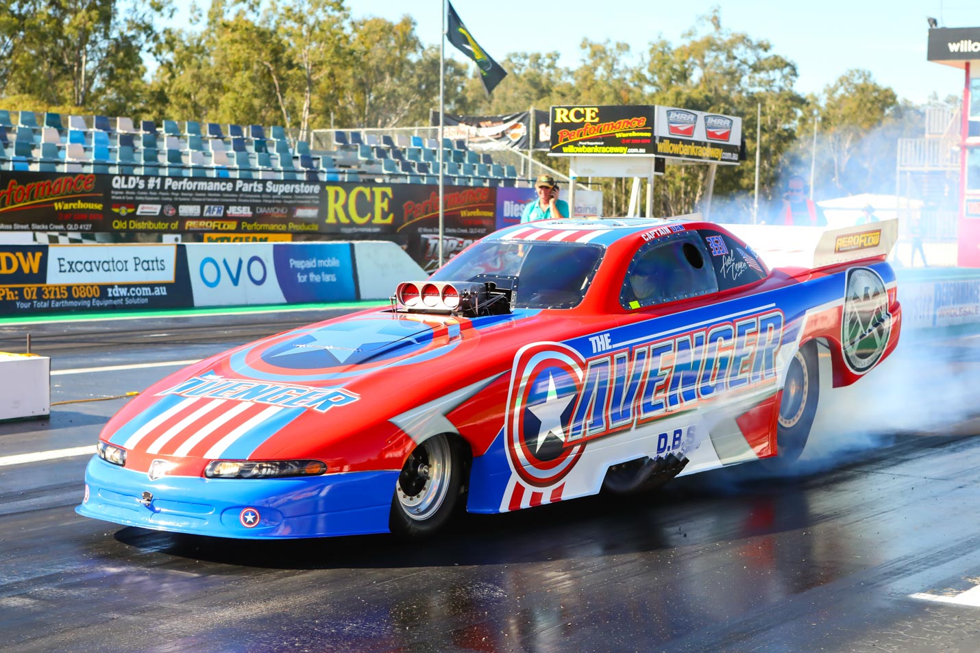Photo supplied by Aeroflow Outlaw Nitro Funny Cars